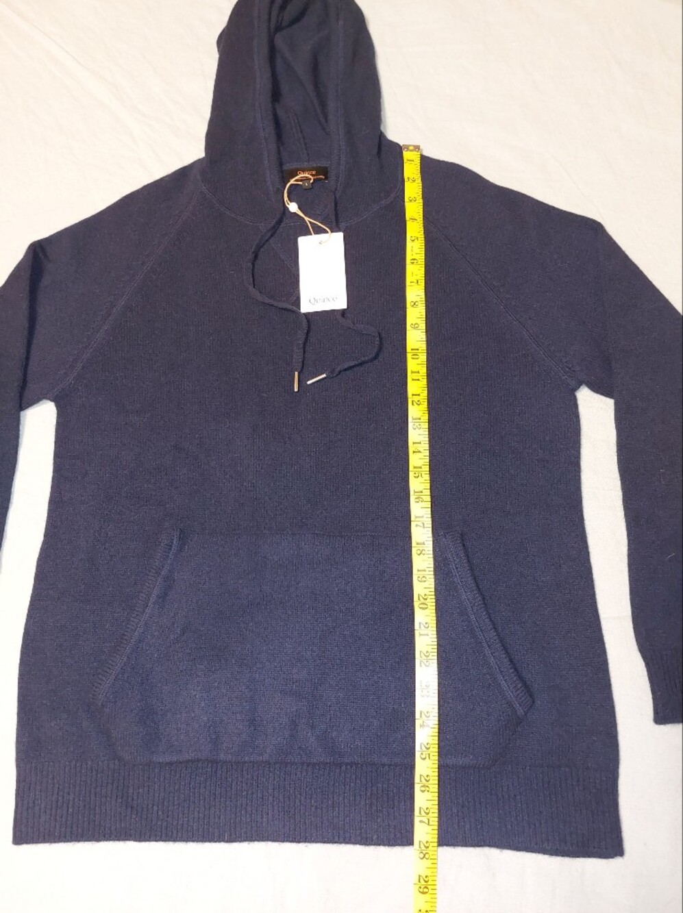 Quince Mongolian Cashmere Pullover Hoodie Sweater Men's L TRUE Navy NWT - Picture 7 of 11